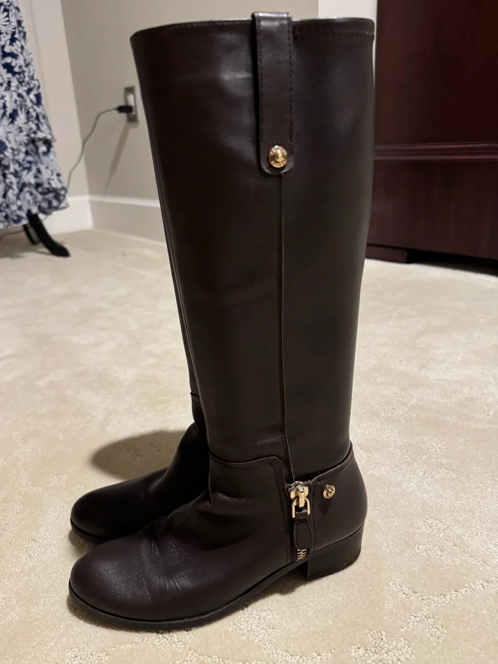 GUESS dark-brown knee-high riding boots - Dark Brown 7M